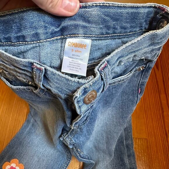 Floral Embroidered Kids Denim Jeans - Picture 2 of 4